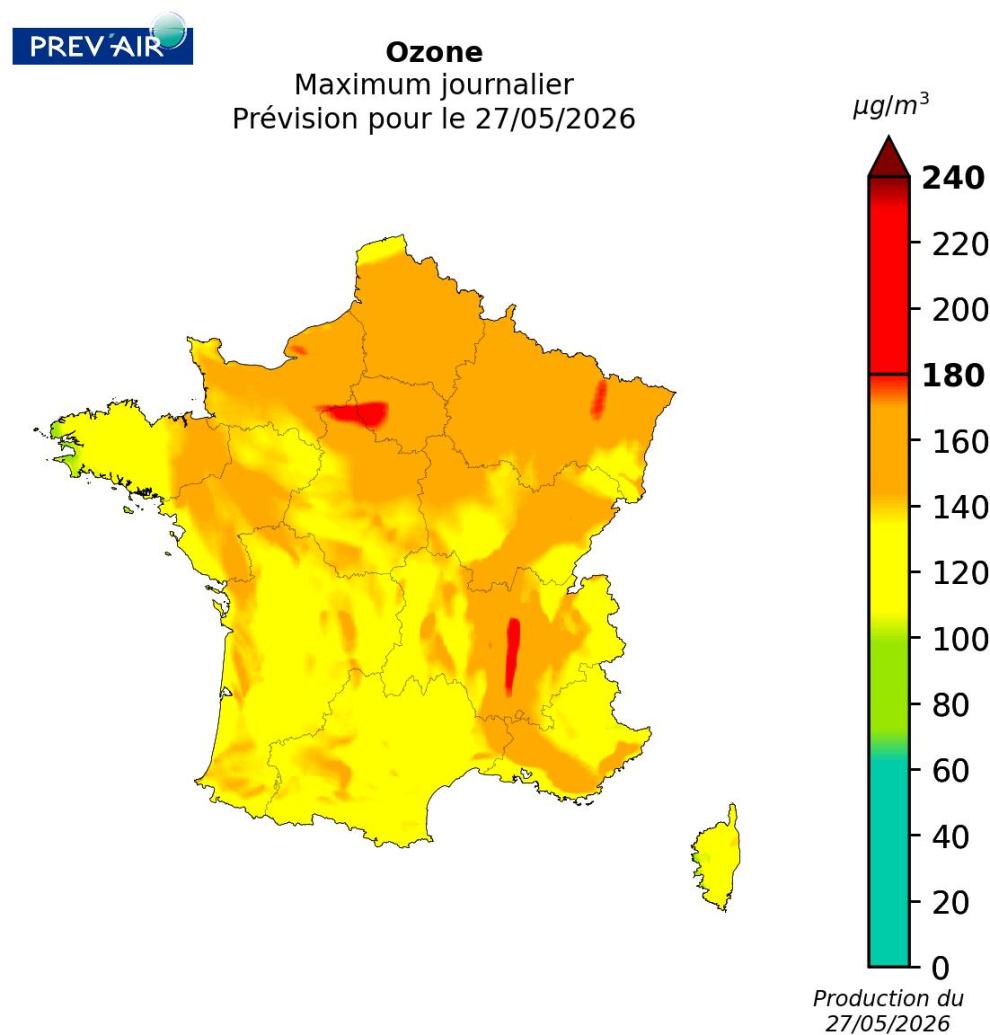 Prevision ozone 27 mai 2026
